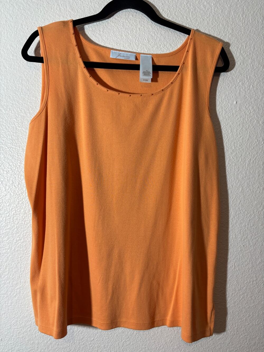 JH Collectibles Women's Size 1X Orange Embellished Scoop Neck Cotton Tank Top